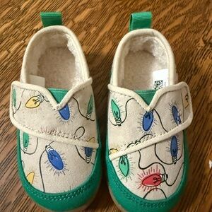 Kids Toms Light Bulb Print Shoes - Green and Cream